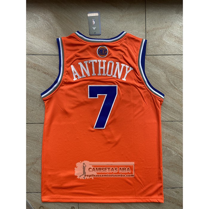 Camiseta New York Knicks Carmelo Anthony NO 7 Naranja